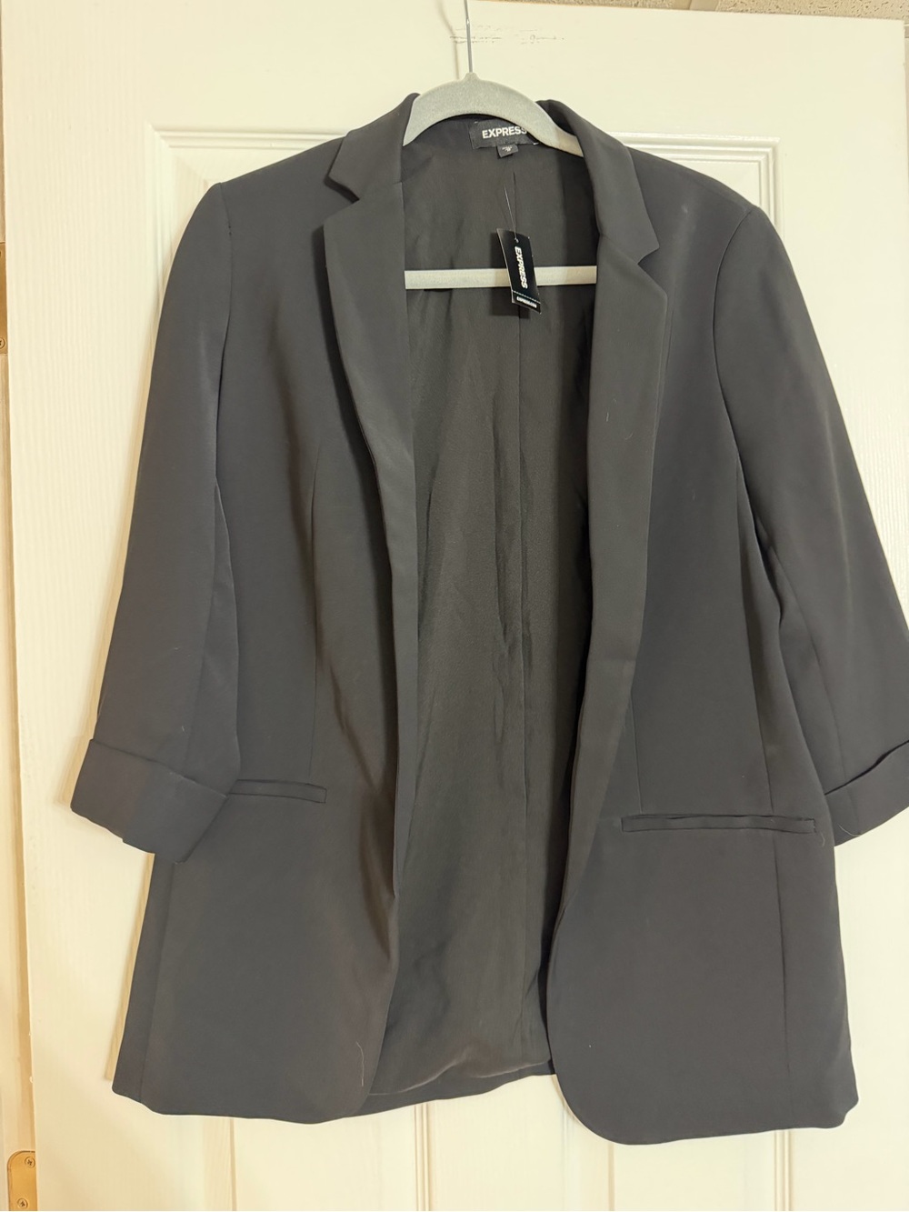 Express Women's Black Open-Front 3/4 Sleeve Blazer